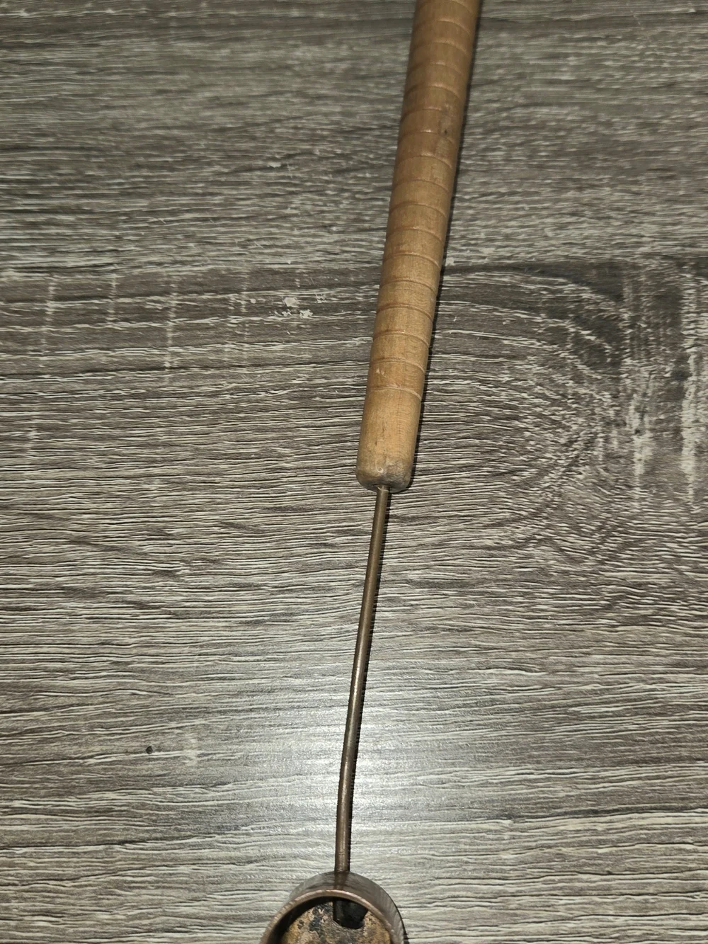 Vintage Handmade Candle Snuffer, Wood Sewing Spool with Metal 14